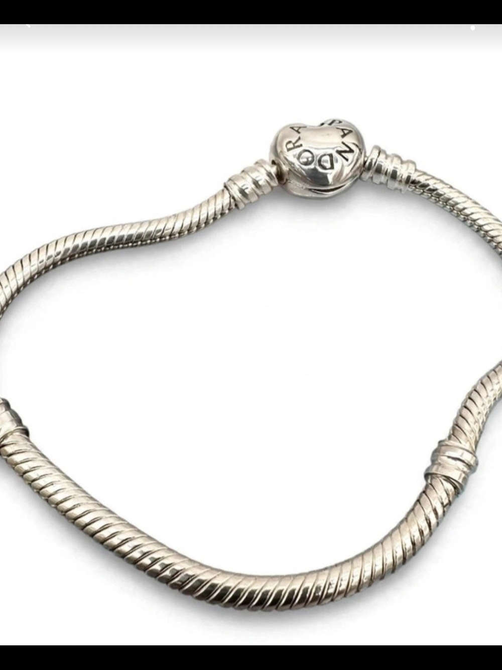 Authentic Pandora Moments Heart Clasp Snake Chain Bracelet 925 Sterling Silver